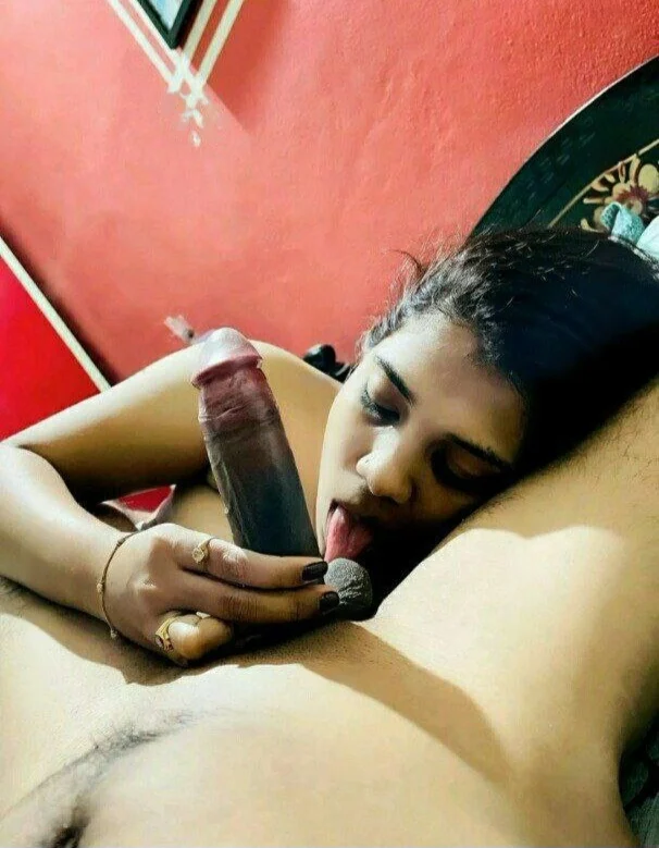 holding that monstrous dick and licking balls